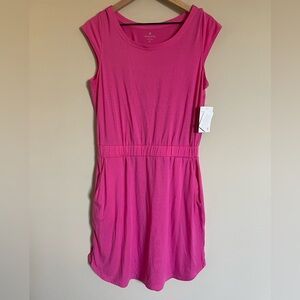 Athleta Womens Astra Knee Length Dress Small Pink Pockets Athleticwear Summer